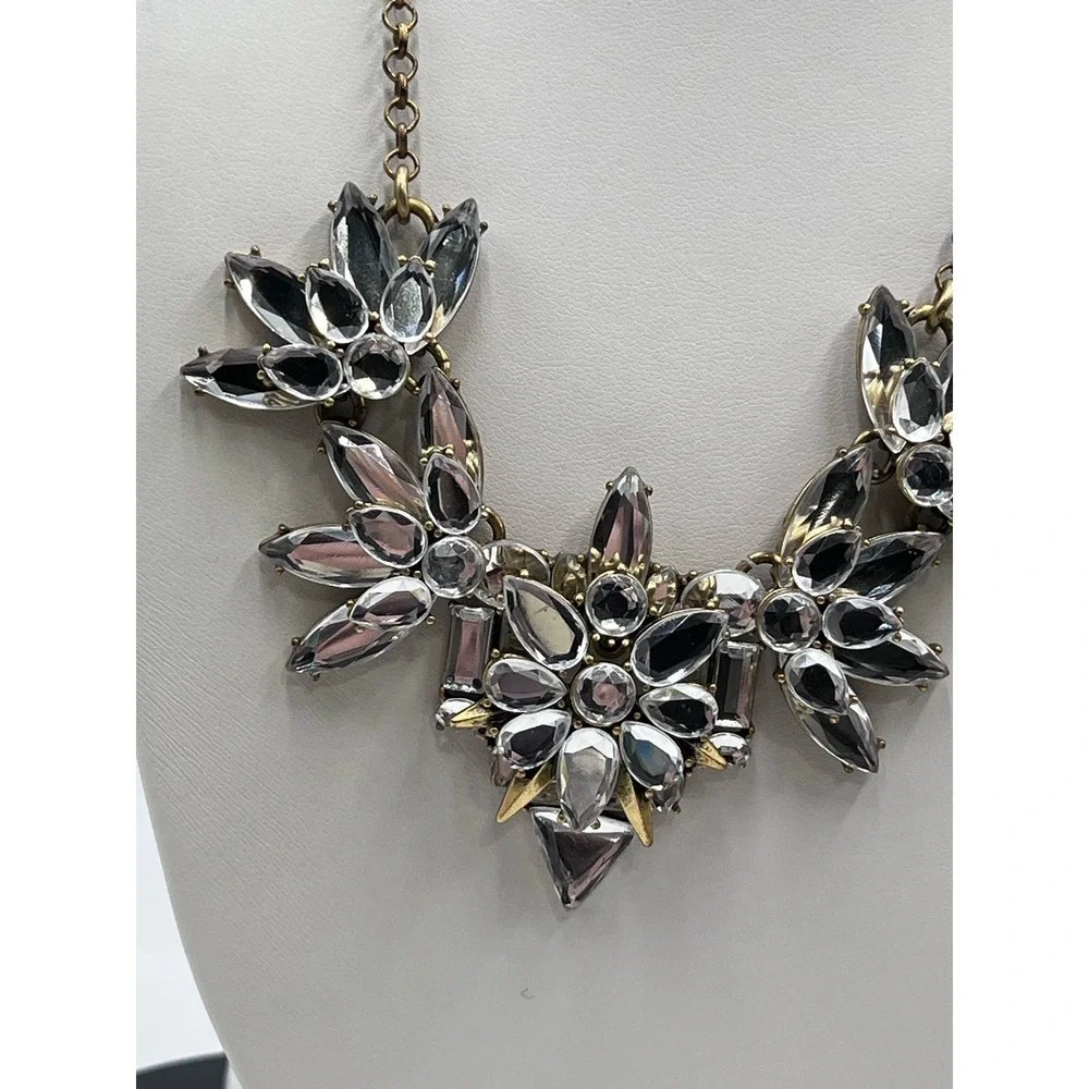 J. Crew Glass Sunburst Mirror‎ Floral Stacked Statement Necklace